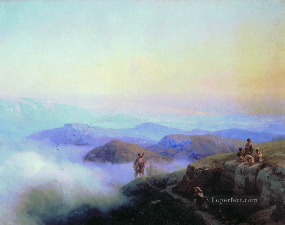 Cadenas de las montañas del Cáucaso 1869 Romántico Ivan Aivazovsky ruso Pintura al óleo